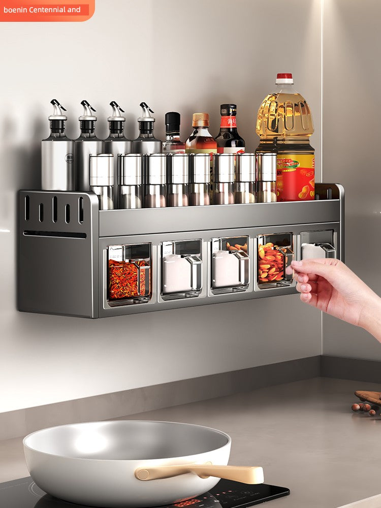 Rack de temperos de cozinha, pendurado na parede, multifuncional, combinação de condimentos, caixa de tempero, latas de cozinha para casa